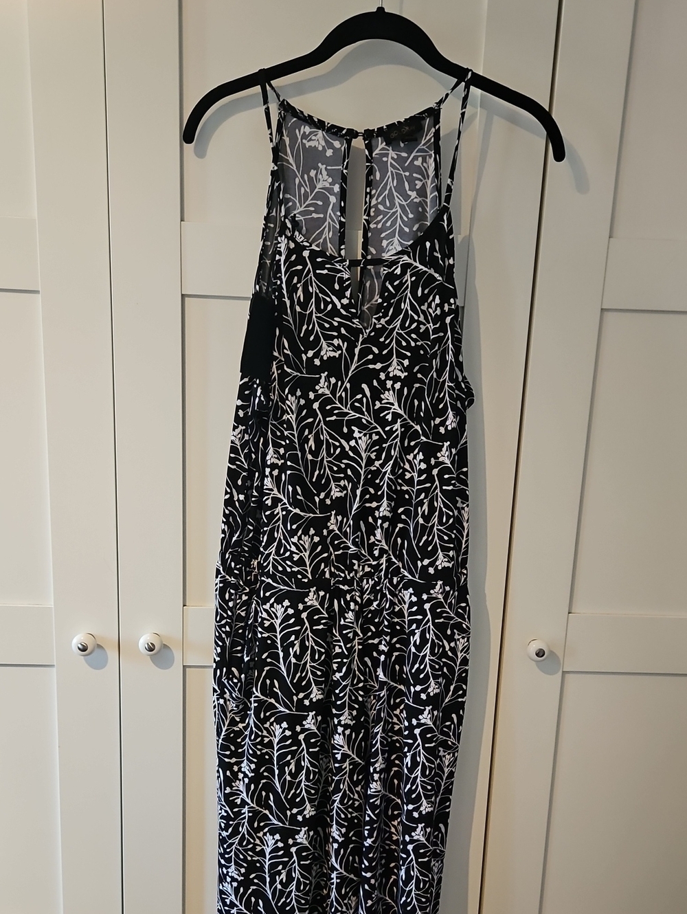 Black & White Floral Jumpsuit with Spaghetti Straps